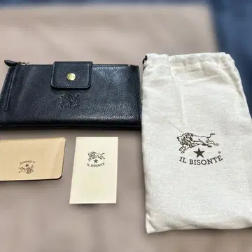 IL BISONTE 블랙 가죽 장지갑