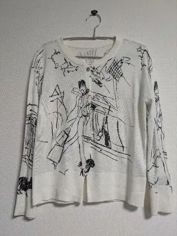 새상품급*아트 프린트*니트 가디건*모노톤