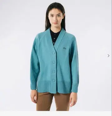 LACOSTE 앞뒤 절개 콤비네이션 V넥 니트 가디건