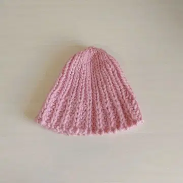 청키 니트 모자 핑크