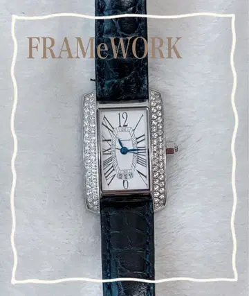 FRAMEWORK 손목시계 네이비 가죽 벨트