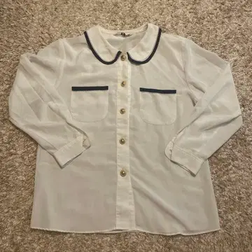 [버블리 레트로] 화이트 카라 부착 셔츠 긴팔