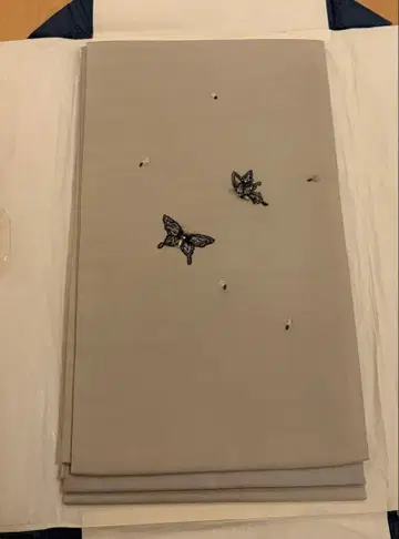 그레이 나비 자수 후쿠로 오비