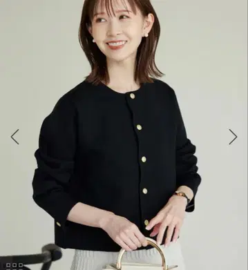 로페피크닉 밀라노 리브 골드 버튼 니트 가디건 블랙 38