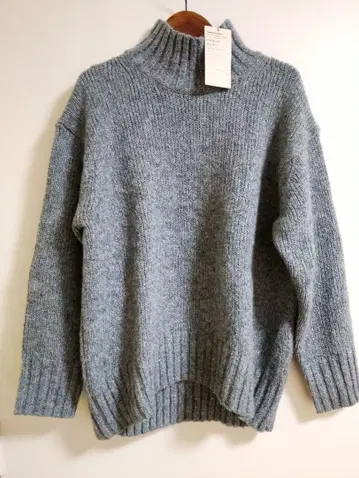 울 야크 혼방 네프계 하이넥 스웨터, 차콜 그레이 M