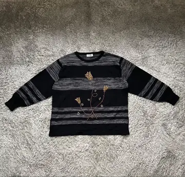 shi CLee 긴팔 니트 스웨터 보더 풀오버 블랙