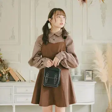 [ 익명 배송 ] amr. 백리본 미니 원피스 브라운