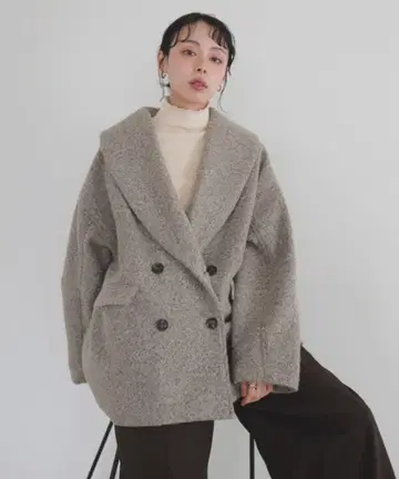 숄카라 컬 샤기 코트 체스터 코트 아우터 LIAN