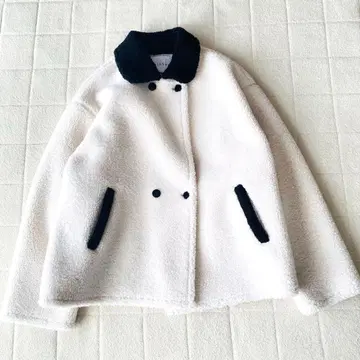 blanks 바이컬러 보아 더블 자켓 코트 아우터