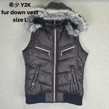 레어 ROUSHATTE 가죽 다운 베스트 자켓 화이트 퍼