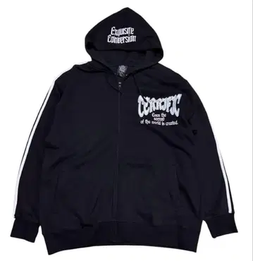 00s Y2K 그래픽 프린트 사이드 라인 집업 후디