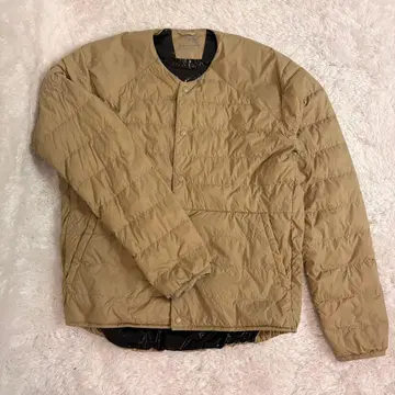 워셔블 다운 노카라 자켓 베이지 M 경량 겨울