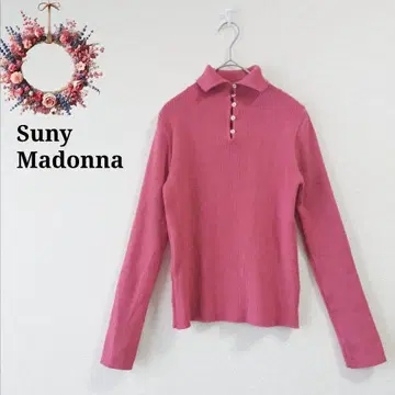 울 혼방 써니마돈나 리브 니트 폴로 니트 컬러 Y2K 하이넥 M