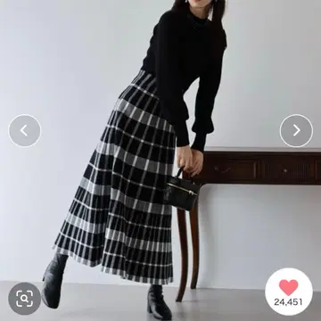 BLUEEAST 체크 자카드 니트 원피스 블랙 M 사이즈