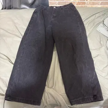 블랙 와이드 팬츠 스트레이트 컷 fuv 데님