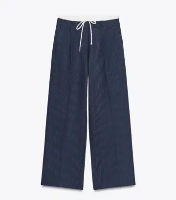 ZARA 와이드 레그 팬츠 네이비 스트라이프