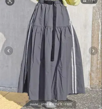 tiptop 버클 나일론 스커트 플레어 스커트 허리 조절 가능