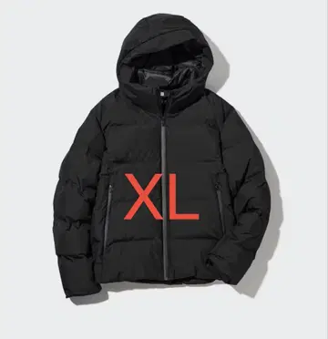 UNIQLO 유니클로 심리스 다운 후드티/3D 컷 블랙 XL