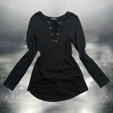 00s 데미지 레이스업 리본 롱t 다크코어 펑크 락 y2k