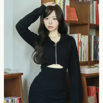 darich 오픈 케이블 니트 미니 원피스