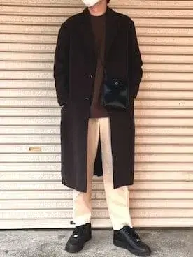 a.v.v.homme 체스터 코트 울 길이 100cm XL 브라운