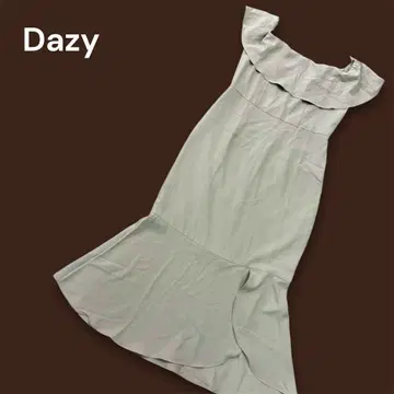 데이지 스퀘어넥 머메이드 롱 원피스 오프숄더 베이지