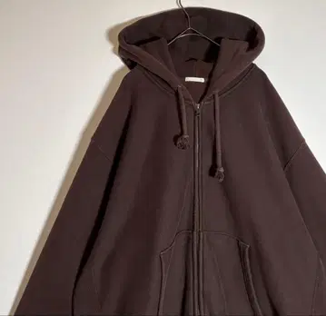 GU 헤비 웨이트 다크 브라운 무지 속기모 XL 집업 후드티