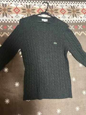 LACOSTE 케이블 짜임 스웨터 US S 다크 그레이