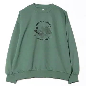 택 포함 새상품 미키마우스 그린 맨투맨 Mickey 플루토