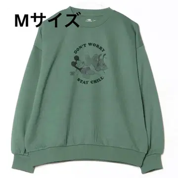 택 포함 새상품 미키마우스 그린 맨투맨 Mickey 플루토