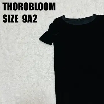 THROBLOOM 벨로아 원피스 블랙 반팔 9호 M 포멀 [ 297 ]