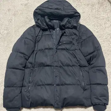 AZUL 다운 자켓 블랙 더블 지퍼 후드 부착