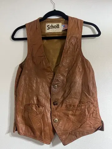 Schott 가죽 베스트 XS 브라운 USA제