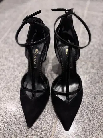 블랙 스웨이드 스틸레토 하이힐 7cm 힐