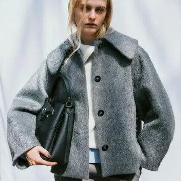 그레이 숏 기장 코트 M VIS 코트 아우터 피코트