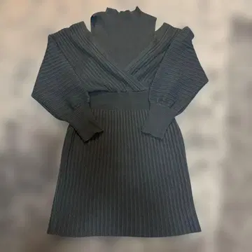 MURUA 오프숄더 니트 미니 원피스 F 블랙