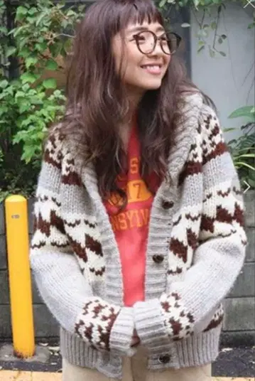 Ungrid 코위찬 니트 양모 100% 가디건 그레이/브라운