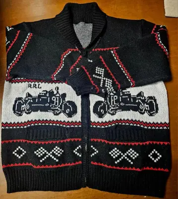 [ 미사용 새상품 ] 프론트 지퍼 자동차 패턴 니트 가디건 ( XL)