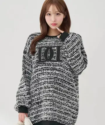 Darich 로고 트위드 니트 풀오버 블랙