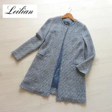 고급 레리안 Leilian 롱 기장 노카라 코트 일본제 11