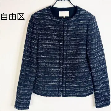 자유구 울 혼방 원단 팬시 트위드 자켓