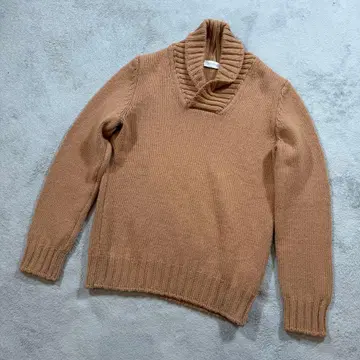 그랑사쏘 숄카라 울 니트 스웨터 46 사이즈 브라운