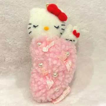 초레어 지역 한정 키티 봉제 인형 키링 번데기 헤이세이 레트로 눈 감은