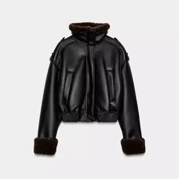 ZARA 더블 페이스 인조 가죽 봄버 자켓