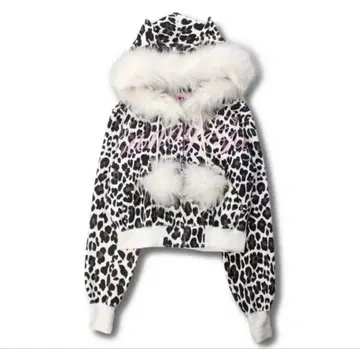 [ GALFY ] 갸루마시 파카 레오파드 무늬 인조 모피 지퍼 후드티