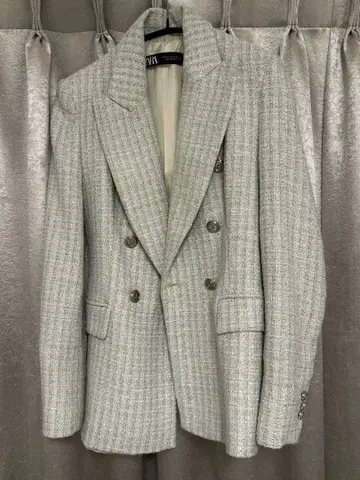 더블 브레스트 트위드 자켓