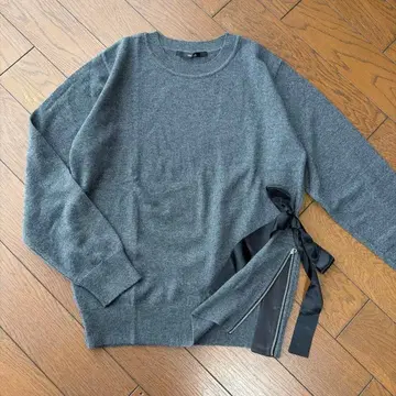 뮌히 사이드 지퍼 리본 포함 니트 그레이 뮌히