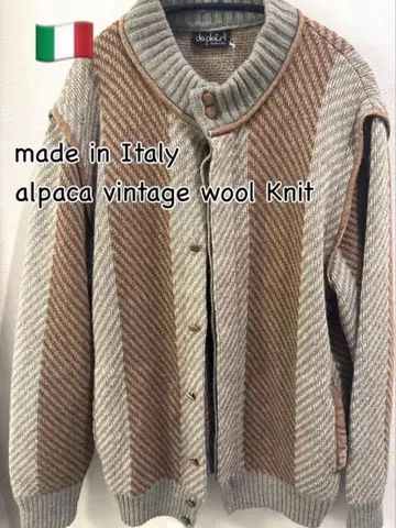 알파카 혼방 울 니트 가디건 이탈리아제 빈티지