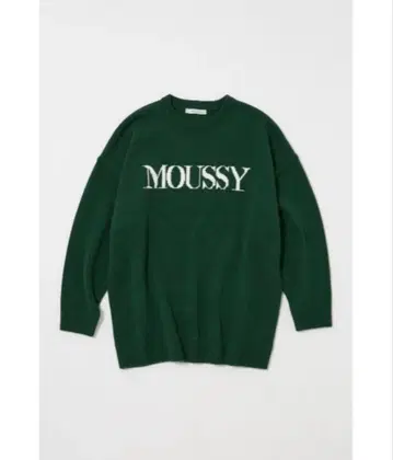 MOUSSY 다크 그린 로고 니트 스웨터