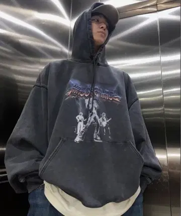 MASONPRINCE 그레이 후드 부착 후드티